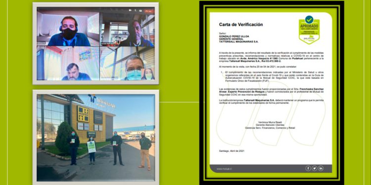 MUTUAL DE SEGURIDAD ENTREGA SELLO COVID-19 TATTERSALL MAQUINARIAS S.A.