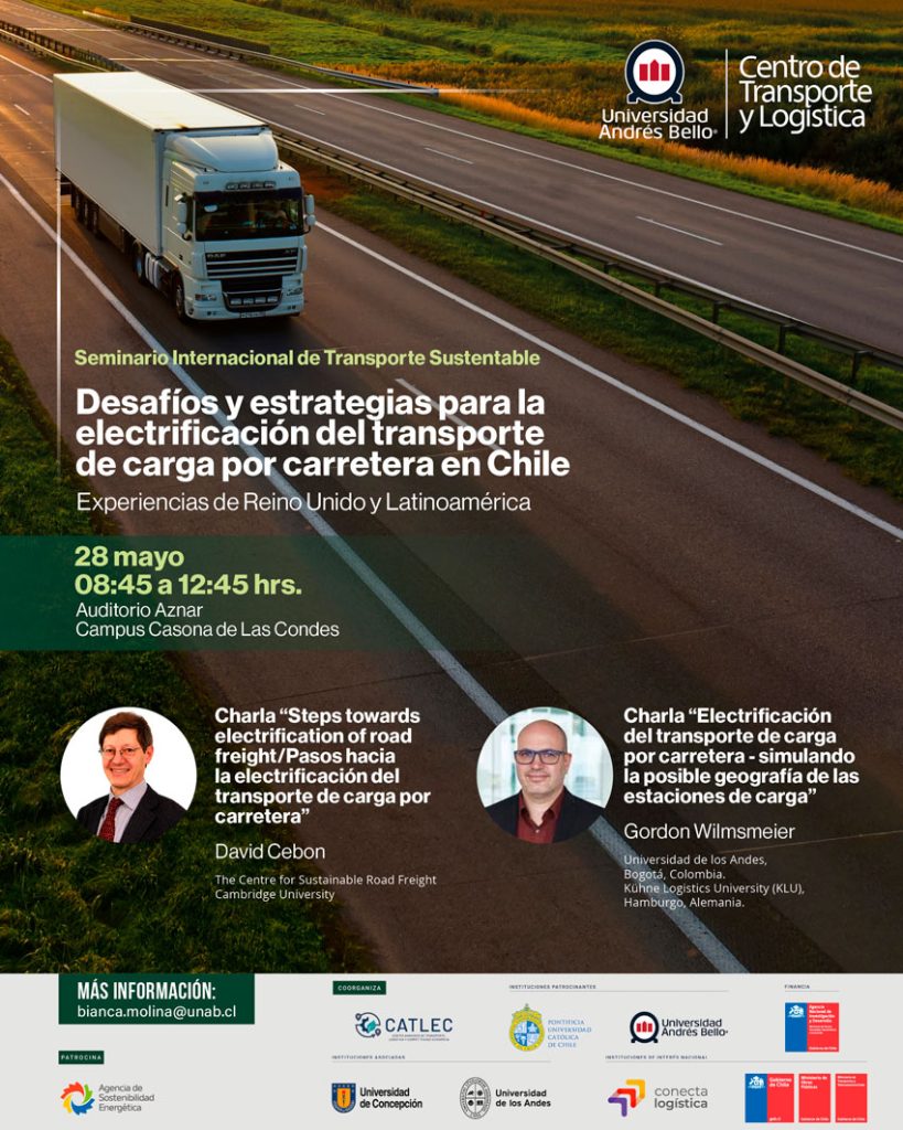 SEMINARIO INTERNACIONAL ABORDARÁ DESAFÍOS Y ESTRATEGIAS PARA LA ELECTRIFICACIÓN DEL TRANSPORTE DE CARGA